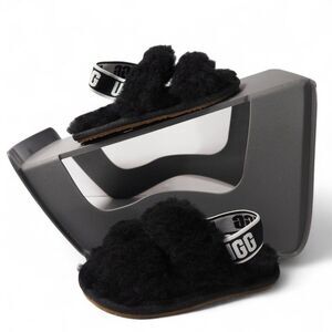 UGG Oh Fluff Yeah Slingback Slide Sandals Black 1116636T Toddler‎ 6